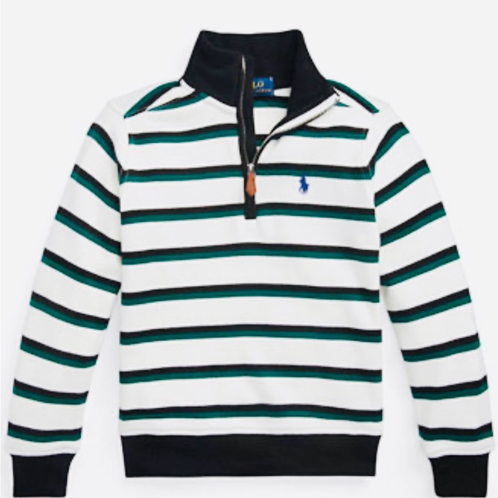 Polo by Ralph Lauren Boy's Zip-Up- Black, Cream, Green M(10-12) good condition